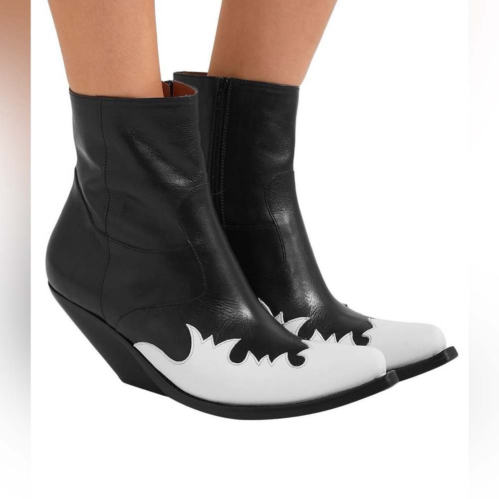 VETEMENTS Two Tone Leather Ankle Boots, Size 37